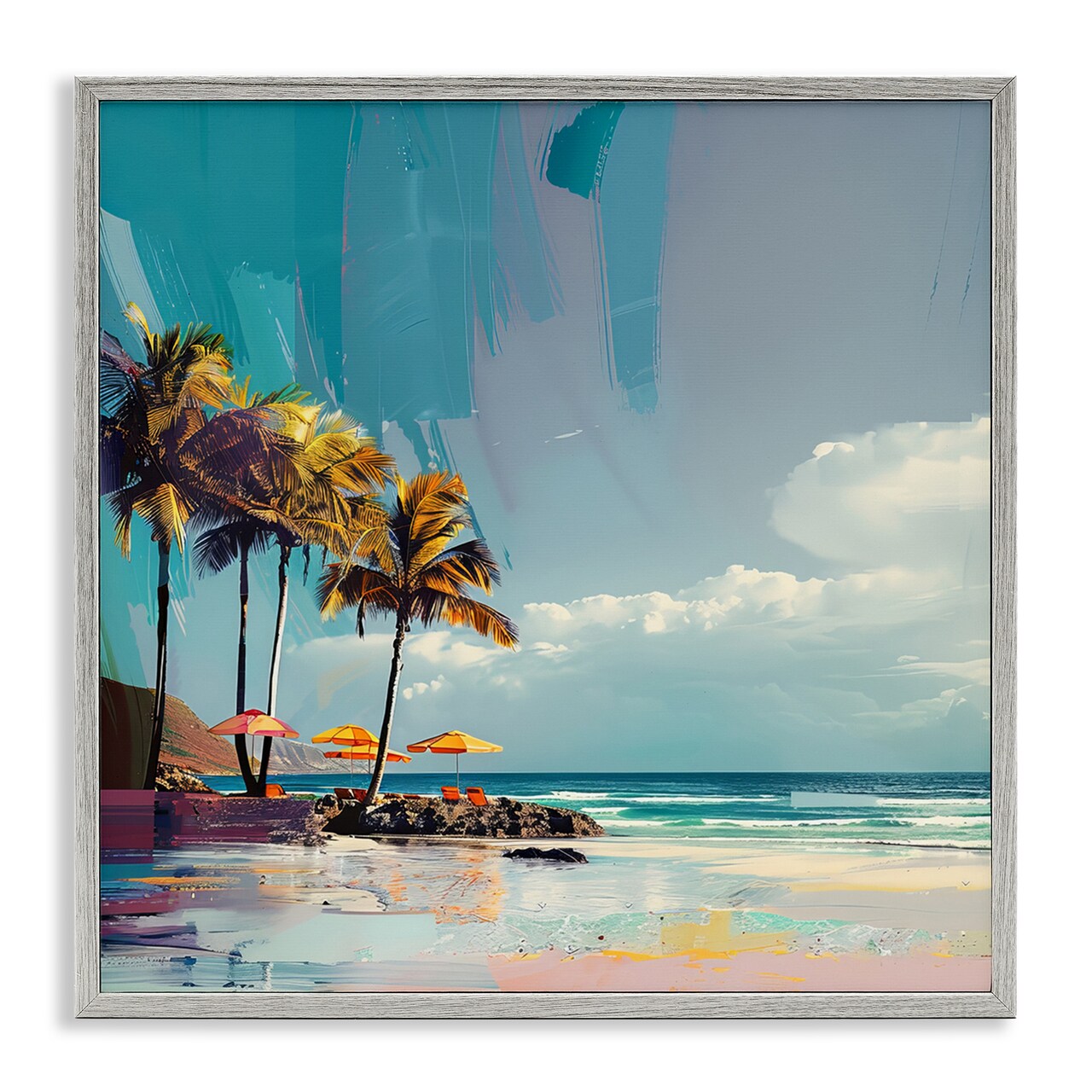 Stupell Industries Contemporary Shoreline in Summer Framed Giclee Wall Art Design by Irena Orlov